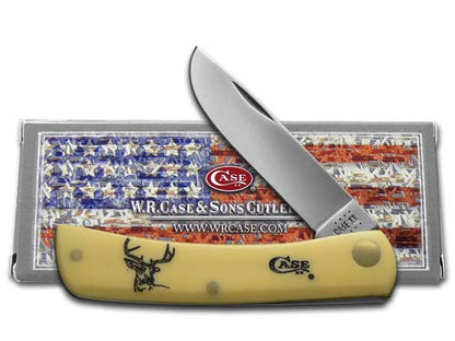 W.R. Case XX Knives Sodbuster Jr Deer Scene Etched Yellow Synthetic 1/600 Stainless Pocket Knife 80032DEER