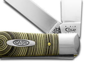 W.R. Case XX Knives Trapper - Tree Rings Etched Synthetic Yellow Hanldes Pocket Knife 80161 TR