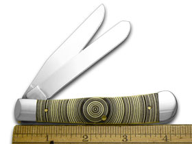 W.R. Case XX Knives Trapper - Tree Rings Etched Synthetic Yellow Hanldes Pocket Knife 80161 TR