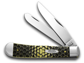 W.R. Case XX Knives Trapper - Honey Comb Etched Yellow Pocket Knife 80161 HC
