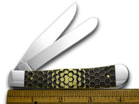W.R. Case XX Knives Trapper - Honey Comb Etched Yellow Pocket Knife 80161 HC
