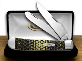 W.R. Case XX Knives Trapper - Honey Comb Etched Yellow Pocket Knife 80161 HC