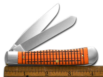 W.R. Case XX Knives Trapper Football 80500FB Orange 1/500 Stainless Pocket Knife CA80500FB