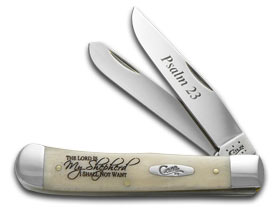 W.R. Case XX Knives Psalm 23 Natural Bone Trapper Stainless Pocket Knife 08795