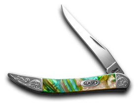 W.R. Case XX Knives Engraved Bolster Series Abalone Genuine Corelon Toothpick Pocket Knife 910096AB/E