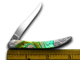 W.R. Case XX Knives Engraved Bolster Series Abalone Genuine Corelon Toothpick Pocket Knife 910096AB/E