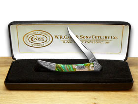 W.R. Case XX Knives Engraved Bolster Series Abalone Genuine Corelon Toothpick Pocket Knife 910096AB/E