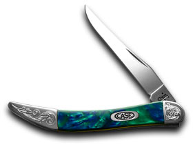 W.R. Case XX Knives Engraved Bolster Series Genuine Aquarius Corelon Toothpick Pocket Knife 910096AQ/E