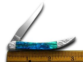 W.R. Case XX Knives Engraved Bolster Series Genuine Aquarius Corelon Toothpick Pocket Knife 910096AQ/E