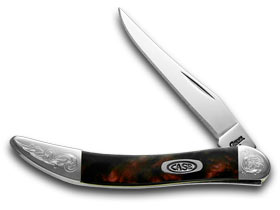 W.R. Case XX Knives Engraved Bolster Series Black Lava Scrolled Toothpick Pocket Knife 910096BKL/E