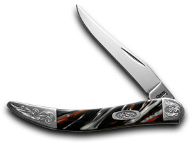 W.R. Case XX Knives Engraved Bolster Series Genuine Man In Black Corelon Toothpick Pocket Knife 910096MB/E