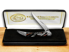 W.R. Case XX Knives Engraved Bolster Series Genuine Man In Black Corelon Toothpick Pocket Knife 910096MB/E