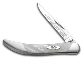 W.R. Case XX Knives Slant Series White Pearl Corelon Small Toothpick 1/2500 Stainless Pocket Knife S910096WP