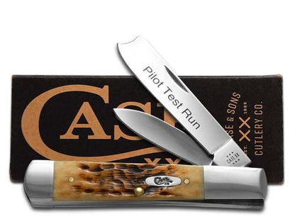 W.R. Case XX Knives Razor Jack Jigged Amber Bone Stainless Pocket Knife 91595