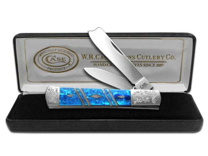 W.R. Case XX Knives Razor Jack Diamond Series 1/500 Blue Luster & White Pearl Corelon 92005BLWP/DE Stainless Pocket Knife