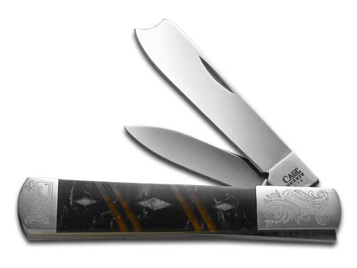 W.R. Case XX Knives Razor Jack Diamond Series 1/500 Black Pearl Corelon, Antique Gold & White Pearl Corelon 92005BPWPFG Stainless Pocket Knife