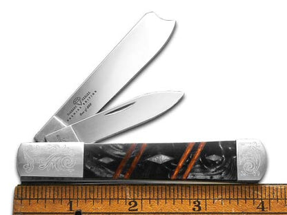 W.R. Case XX Knives Razor Jack Diamond Series 1/500 Black Pearl Corelon, Antique Gold & White Pearl Corelon 92005BPWPFG Stainless Pocket Knife