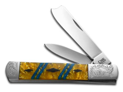 W.R. Case XX Knives Razor Jack Diamond Series 1/500 Butter Rum Corelon, Blue Luster & Black Pearl Corelon 92005BRBLBLK Stainless Pocket Knife