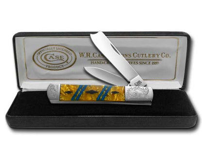 W.R. Case XX Knives Razor Jack Diamond Series 1/500 Butter Rum Corelon, Blue Luster & Black Pearl Corelon 92005BRBLBLK Stainless Pocket Knife