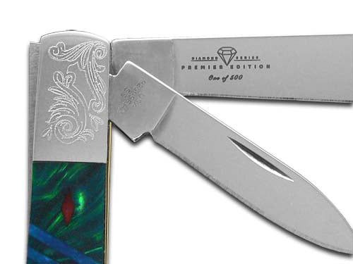 W.R. Case XX Knives Razor Jack Diamond Series 1/500 Christmas Green, Blue, Red and Yellow 92005GNGBLRD Stainless Pocket Knife