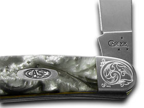 W.R. Case XX Knives Engraved Bolster Series Ivory Quartz Corelon Muskrat Pocket Knife 9200IQ/E