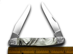 W.R. Case XX Knives Engraved Bolster Series Ivory Quartz Corelon Muskrat Pocket Knife 9200IQ/E