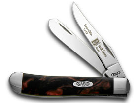 W.R. Case XX Knives Black Lava Genuine Corelon 1/500 Mini Trapper Pocket Knife 9207BKL