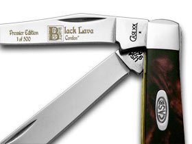 W.R. Case XX Knives Black Lava Genuine Corelon 1/500 Mini Trapper Pocket Knife 9207BKL