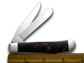 W.R. Case XX Knives Black Lava Genuine Corelon 1/500 Mini Trapper Pocket Knife 9207BKL
