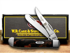 W.R. Case XX Knives Black Lava Genuine Corelon 1/500 Mini Trapper Pocket Knife 9207BKL