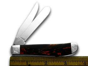 W.R. Case XX Knives Engraved Bolster Series Black Lava Scrolled Mini Trapper Pocket Knife 9207BKL/E