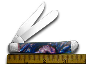 W.R. Case XX Knives Engraved Bolster Series Lolly Pop Corelon Mini Trapper Pocket Knife 9207LP/E
