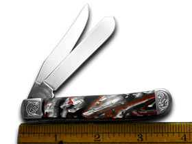 Case XX™ Knives Mini Trapper Engraved Bolster Man In Black Stainless 9207MB/E