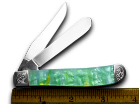 W.R. Case XX Knives Engraved Bolster Series Genuine Rainbow Corelon Mini Trapper Pocket Knife 9207RB/E