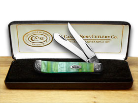 W.R. Case XX Knives Engraved Bolster Series Genuine Rainbow Corelon Mini Trapper Pocket Knife 9207RB/E