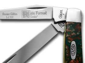 W.R. Case XX Knives Rain Forrest Genuine Corelon Mini Trapper 1/500 Pocket Knife 9207RF