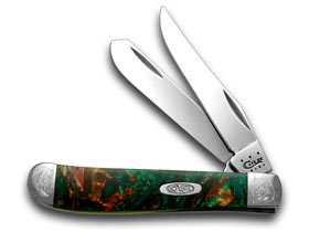 Case XX™ Knives Mini Trapper Engraved Bolster Rain Forrest Corelon Pocket Knife 9207RF/E