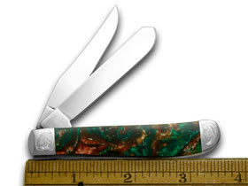 Case XX™ Knives Mini Trapper Engraved Bolster Rain Forrest Corelon Pocket Knife 9207RF/E