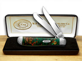 Case XX™ Knives Mini Trapper Engraved Bolster Rain Forrest Corelon Pocket Knife 9207RF/E