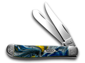 Case XX™ Knives Mini Trapper Engraved Bolster Sapphire Glow Stainless 9207SG/E