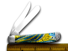 Case XX™ Knives Mini Trapper Engraved Bolster Sapphire Glow Stainless 9207SG/E