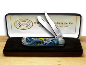 Case XX™ Knives Mini Trapper Engraved Bolster Sapphire Glow Stainless 9207SG/E