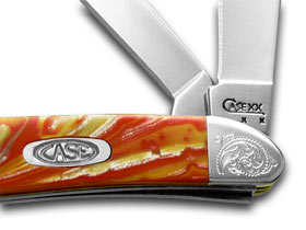 W.R. Case XX Knives Engraved Bolster Series Genuine Fire Box Corelon Peanut Pocket Knife 9220FIB/E