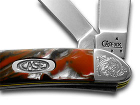 W.R. Case XX Knives Engraved Bolster Series Genuine Man Black Corelon Peanut Pocket Knife 9220MB/E