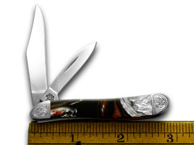 W.R. Case XX Knives Engraved Bolster Series Genuine Man Black Corelon Peanut Pocket Knife 9220MB/E