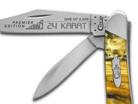 W.R. Case XX Knives Slant Series 24 Karat Corelon Peanut 1/2500 Stainless Pocket Knife S922024KT
