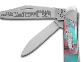 W.R. Case XX Knives Slant Series Coral Sea Corelon Peanut 1/2500 Stainless Pocket Knife S9220CS