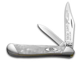 W.R. Case XX Knives Slant Series White Pearl Corelon Peanut 1/2500 Stainless Pocket Knife S9220WP