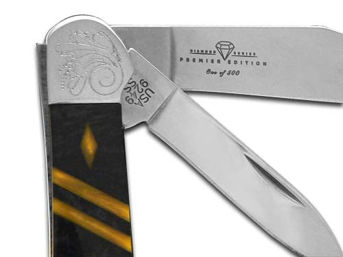 W.R. Case XX Knives Copperhead Diamond Series 1/500 Black Pearl & Pot of Gold Corelon 9249BKPGD/DE Stainless Pocket Knife