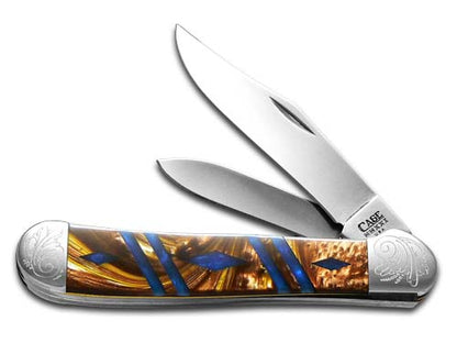 W.R. Case XX Knives Copperhead Diamond Series 1/500 Butter Rum & Blue Luster Corelon 9249BRBL/DE Stainless Pocket Knife